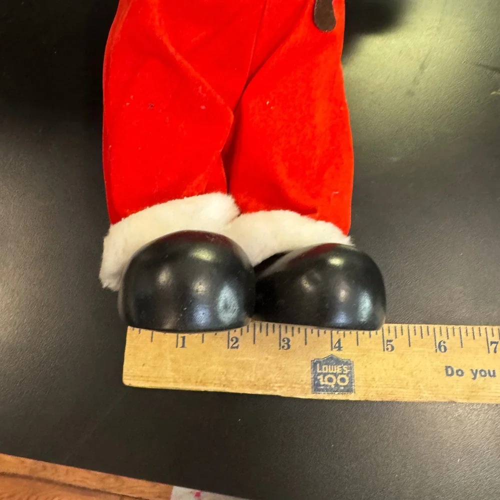 B.O.M. Manufacturing Santa Claus Figurine Kids 11in Red Vintage Wind Up Toy